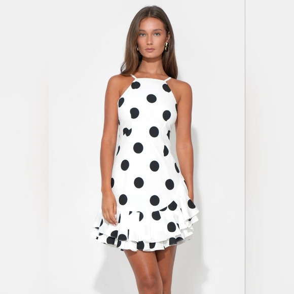 Adelyn Rae Dresses & Skirts - Adelyn Rae White Polka Dot Halter Dress